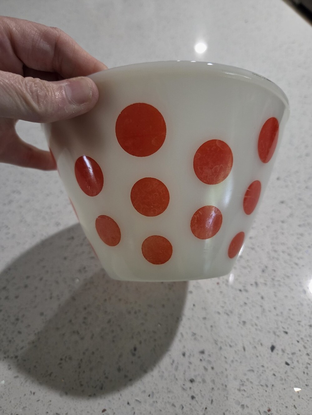 Vintage Fire King Oven Ware Red Polka Dot Bowl